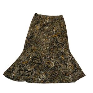 JM Collection Jacquard Midi Midaxi Paisley Floral Flare Beautiful Skirt - Size L